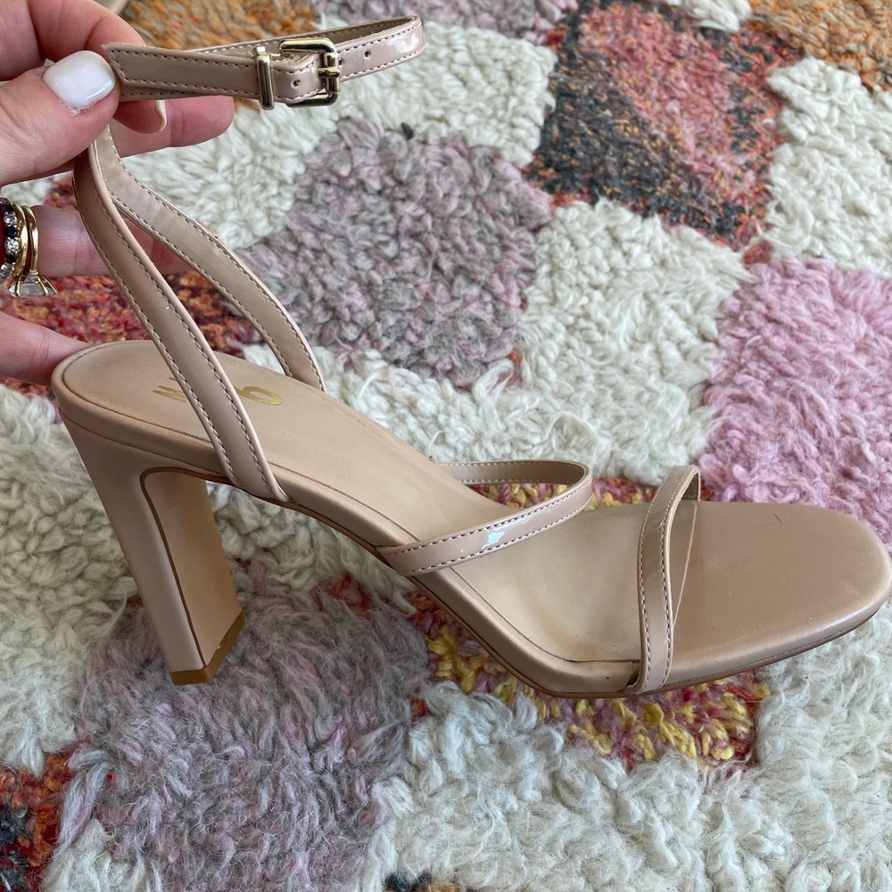 Nude strappy heels